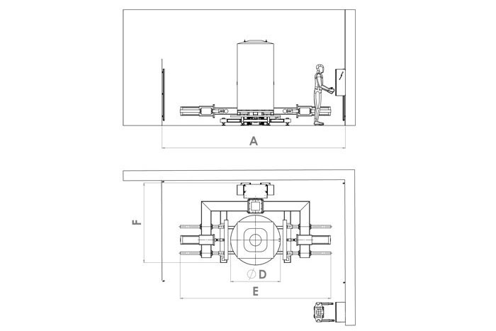 Zeichnung und Abmessungen des C-förmigen pneumatischen bulk bag conditioner