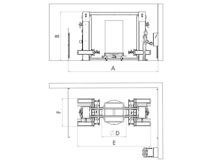 Pneumatic bulk bag conditioner drawing and dimensions